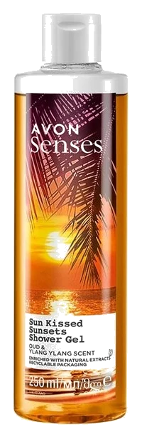 Gel de duș Avon Senses Sun Kissed Sunsets cu oud și ylang-ylang, 250