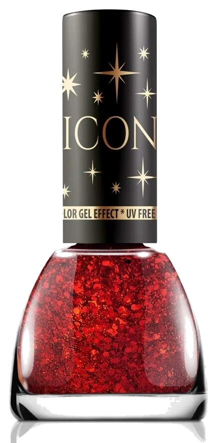 Lac de unghii Revers Icon Glitter Red, roșu cu glitter, 11 ml 254