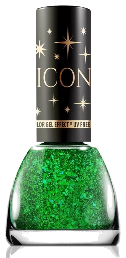 Lac de unghii Revers Icon Glitter Green, verde cu glitter, 11 ml 253
